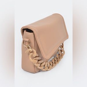 Faux leather long strap purse with chain